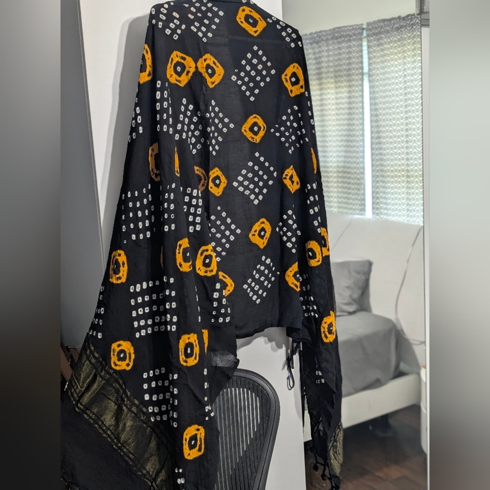 Black and Yellow Tie Dye Dupatta